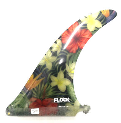 Flock Resin Longboard Surfboard Fin 9 inch floral