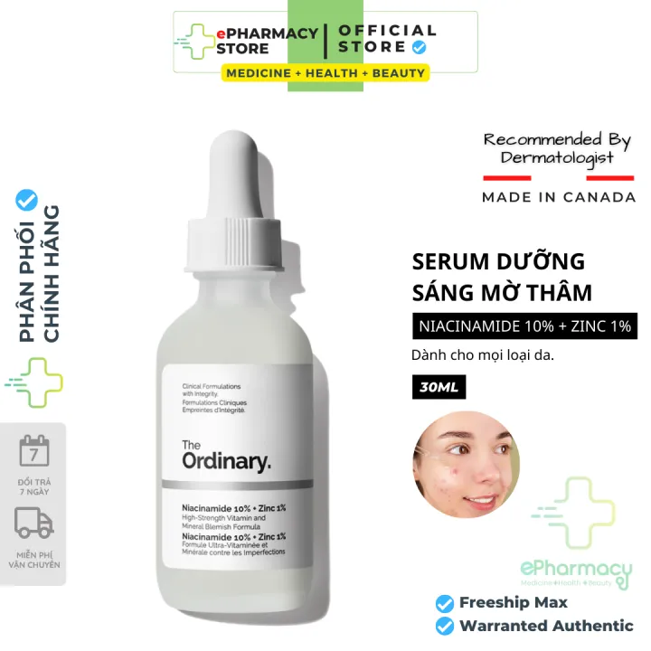 Serum Niacinamide 10% + Zinc 1% The Ordinary - Tinh Chất The Ordinary kiềm dầu giảm mụn giảm thâm 30ml