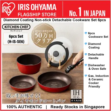 Iris Ohyama Diamond Coated pot frying pan set, IH - Compatible