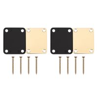 2X Gold Neck Plate with 8 Screws Replacement Part for Fender Strat Electric Guitar