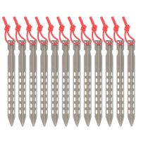 【hot】❃  12pcs 6.5 Inch Tent Pegs V-Shaped Titanium Alloy Stakes Windproof Hiking Nails Outdoor Camping