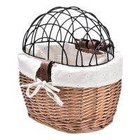 Cat Dog Bicycle Front Handlebar Basket Pets Seat Handwoven Wicker MTB Road Bike Basket Pet Cat Dog Carrier