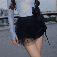 Wintin Ins European and American Foreign Trade 2023 Autumn New Sexy Mesh Skirt Womens Design Bow Hip Skirt