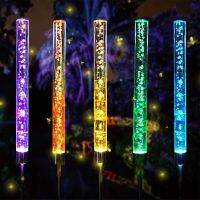 1pc RGB Solar Light Tube Lights Garden Decoration Outdoor Solar Acrylic Bubble Light Waterproof Color Changing Patio Decor