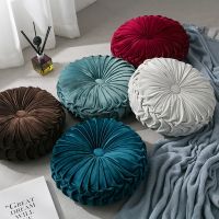 [Yunyun fabric workshop] แฟชั่นกำมะหยี่จีบรอบชั้นเบาะหมอน Pouf นุ่มสบายโยนบ้านโซฟาตกแต่ง