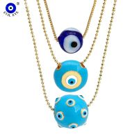 EVIL EYE หยดน้ำมันหลายสีสร้อยคอตาชั่วร้ายตุรกีทองแดงรอบจี้สร้อยคอแฟชั่นเครื่องประดับสำหรับผู้หญิงหญิงชาย BE815-Jezker