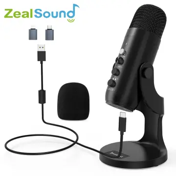 Zealsound Usb Condenser Podcast Microphone With Touch-Mute  Button,Professional Gamer Blue Mic For PC Recording Streaming Meeting