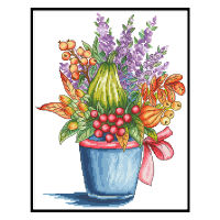 Red Berry Bouquet Pot Cross Stitch Pattern Kits Unprinted Canvas Embroidery Needlework 11CT 14CT DIY Crafts Home Decor Paintings