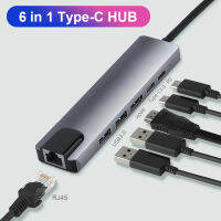 Multi USB Docking HUB Converter 2 USB 3.0รองรับ HDMI Type-C PD RJ45 6 In 1 PC อะแดปเตอร์โน้ตบุ๊คอุปกรณ์เสริม USB-C Hub