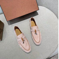 รองเท้าหนังนิ่มสีชมพู Loafers รองเท้าผู้หญิง2023 Designer Luxury Casual รองเท้า Mocasines เดินสบาย Shoes