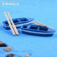 Blue Boat Paddles Figures Decorative Figurine Mini Fairy Garden Aquarium Fish Tank Animal Statue Resin Craft