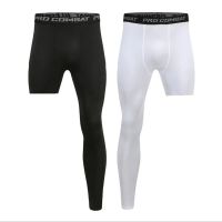 Men Compression Pants Base Layer Exercise Trousers Running Tight Sport Cropped One Leg Leggings Basketball Football Yoga Fitness