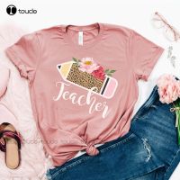 New Teacher T-Shirt Floral Leopard T-Shirt Adorable Gift Gift For Funny Student White Shirts For Cotton Tee Xs-5Xl Unisex