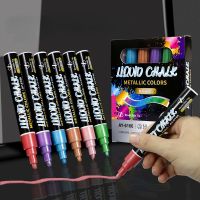 12 Colors Metallic Marker Liquid Chalk Set Water-based Erasable Safe DIY Glass Stone Highlighter Set Hand-painted Blackboards