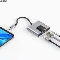 JQKSJH โทรศัพท์มือถือ แท่นวาง ความเร็วสูง USB C ถึง3.5มม.เสียง อะแดปเตอร์เครือข่าย LAN ประเภท C ถึง Ethernet Pd ชาร์จเร็ว