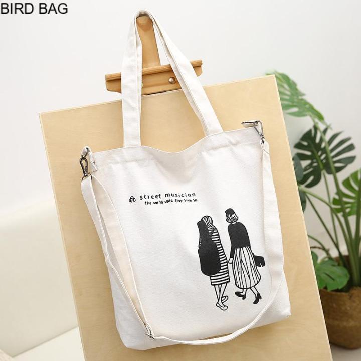 BIRD BAG 2022 New Student Canvas Messenger Bag Korean Version Fashion Large-Capacity Shoulder Bag Women S Handbag.กระเป๋า