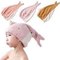 ◎❧ Cute Fish Hair Drying Towels Women Soft Coral Fleece Baby Kids Shower Hair Wrap Kawaii Girls Female Hair Towels Gifts Absorbent