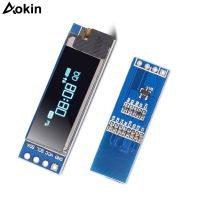 Aokin 0.91นิ้วหน้าจอ Lcd 128X32 I2c จอแสดงผลจอ Lcd Oled สีฟ้า Diy โมดูล Ssd1306ไดรเวอร์ Ic Dc 3.3V 5V สำหรับ Arduino Pic