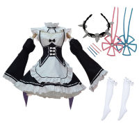 Anime Re Zero Kara Hajimeru Kawaii Isekai Seikatsu Ramu RAM Remu REM Cosplay Christmas Dress Maid Apron Dress Outfit Uniform Set