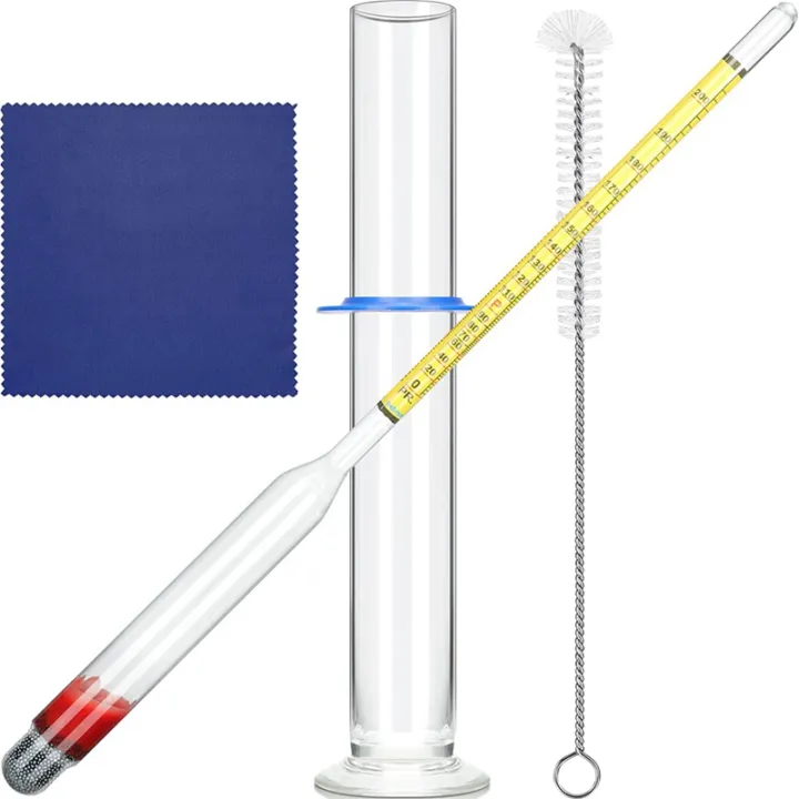 4Pcs Set Triple Scale Hydrometer with Cleaning Cloth 100 Ml Glass