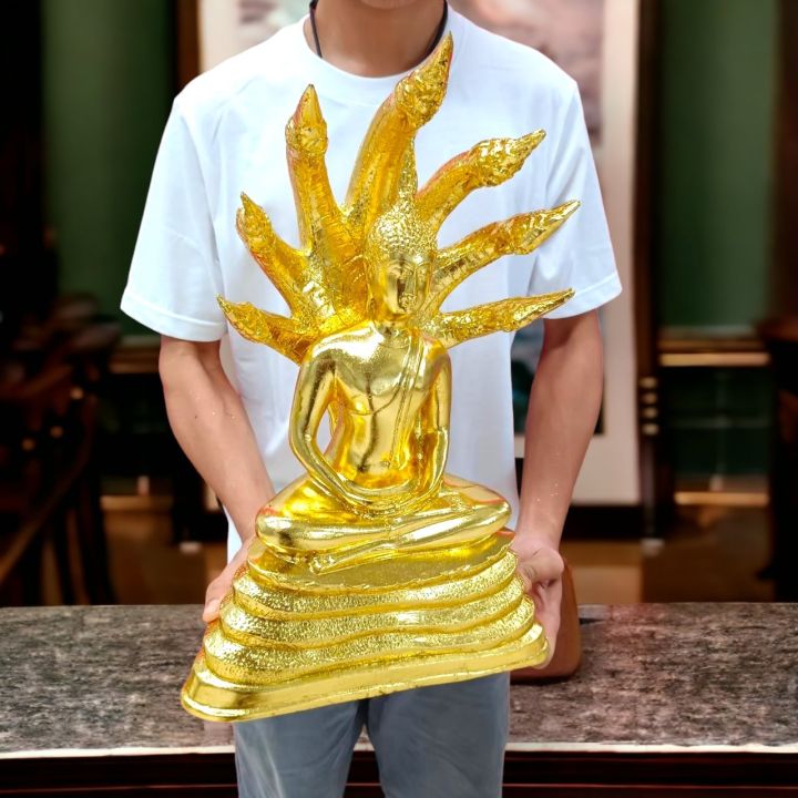 mtl-1-พระพุทธรูปปางนาคปรก-งานทองเหลืองปิดทองทั้งองค์-หน้าตัก9นิ้ว-องค์ใหญ่มาก-งดงามเหมือนพระพุทธรูปทองคำ