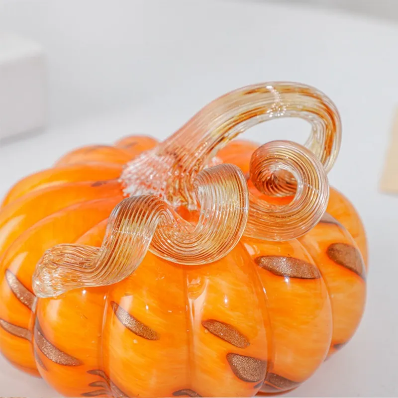 Hand Blown Glass Orange Pumpkin Figurines Crystal Pumpkin Home ...