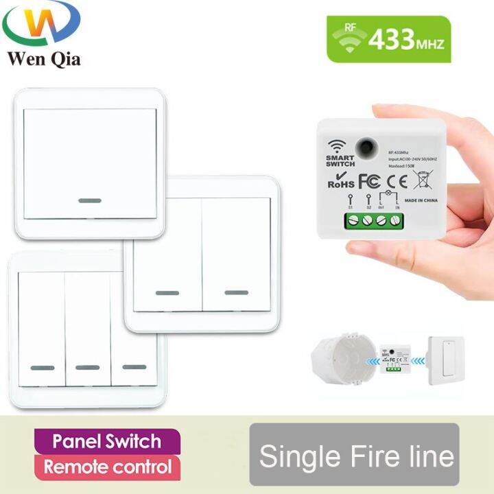 433 Mhz Wireless Smart Light Switch Without Neutral Mini Moudle AC 220V