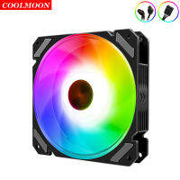 Coolmoon Quiet Moon 120mm 4Pin PWM Cooling Fan for PC Water Cooling 5V 3Pin ARGB Cooler Heatsink Radiator for GIGABYTE Aura MSI