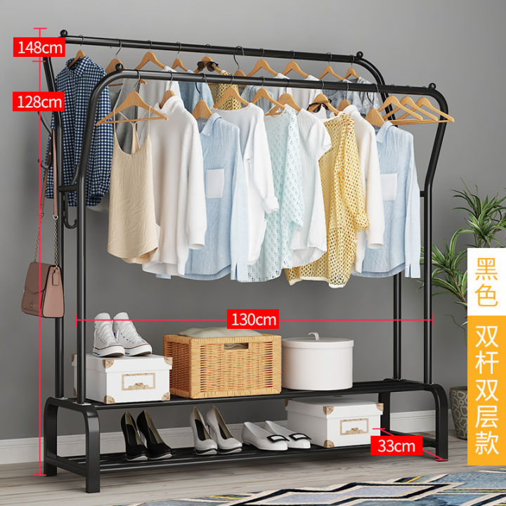 simple-clothes-hanger-floor-coat-rack-bedroom-shelf-double-pole-storage-rack-home-furniture-barra-de-ropa-clothing-drying-rack