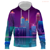 2021 New City night scene Hoodies 3D print Abstract art Sweatshirt Autumn And Winter Unisex clothing pullover large sizes hoodie Size:XS-5XL