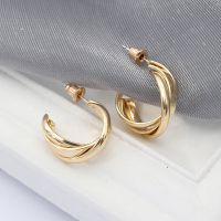 Spiral Multilayer Round Hoop Earrings for Women Fashion Cross Twist C Shaped Simple Smooth Metal Small Earrings Jewelry Gift