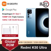 K50 Xiaomi Redmi รอมแบบทั่วไป5G โทรศัพท์มือถือ256GB/512GB Snapdragon 8 + Gen 1 108MP 98% กล้อง OIS ใหม่ที่ใช้แบตเตอรี่ขนาด5000MAh ชาร์จ120W