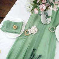 Sage Green ChiffonTable Runner, Elegant Gauze Farmhouse Decor,Perfect ForWedding วันเกิดเทศกาล Banquets Arches เค้ก Decor