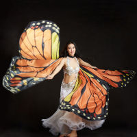 Creative Orange Rainbow Butterfly Belly Dance Isis Wings Bellydance เครื่องแต่งกายอุปกรณ์เสริม Stage Play Club Performance Props Wing