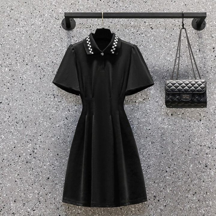 ชุดเดรสเสื้อยืด4xl-ลายสก็อตสำหรับผู้หญิง-ชุดเดรสฤดูร้อนแขนสั้นหรูหราชุดกระโปรงแบบสั้นมินิเสื้อผ้าสีดำ2022