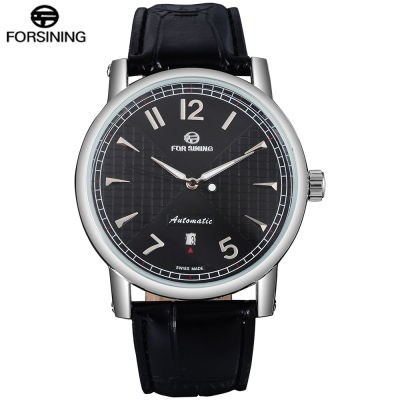 FORSINING Men Watches Luxury Classic Leather Band Black Color Auto Date Complete Calendar Relogio Masculino