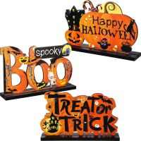 Creative Halloween Wooden Handicraft Decoration Halloween Desktop Ornaments Set Happy Helloween Party Trick Ot Treat Decor