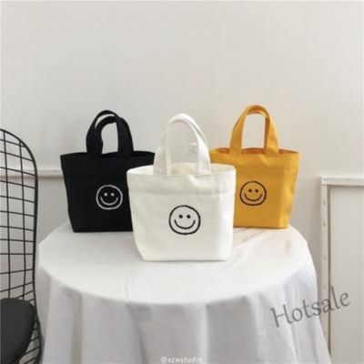 【hot sale】﹍ C16 Womens Bags Mini Canvas Bag INS Student Small Handbag Gift Korea Tote Smaile Bag Coin Pouches Mini Tote
