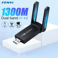 USB 1300Mbps 3.0อะแดปเตอร์ Wifi บลูทูธ4.2 Dongle Dual Band 2.4G/5Ghz Wifi 5เครือข่ายไร้สายตัวรับสัญญาณ Wlan สำหรับพีซี/แล็ปท็อป Win10