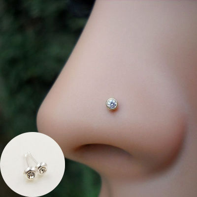 20pcspack 925 Sterling silver clear Crystal Nose Pin Stud Piercing Body jewelry