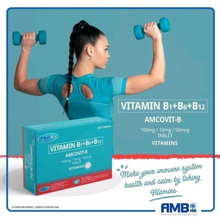 Amcovit B Nervita Vitamin B complex B1 B6 B12 100 tablets Lazada PH
