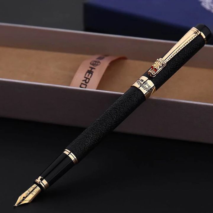 คุณภาพสูง-gj56ออฟฟิศสีดำฝ้าปากกาเจลนักเรียนหรูหรามังกรทองปากกาเจลปากกาเขียนปากกาหมึกซึมธุรกิจ