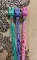 ปากกาสีน้ำเงิน หัวเป็นน้องกระต่ายน่ารัก 3สี 3แท่ง