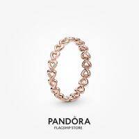 Official Store Pandora 14k Rose Gold-Plated Band of Hearts Ring