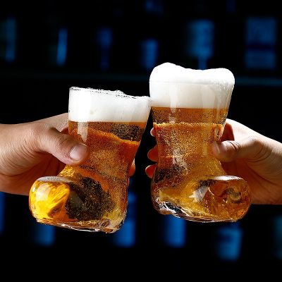 【High-end cups】 สร้างสรรค์เบียร์บูตแก้วน้ำผลไม้แก้วดื่มที่ดีสำหรับร้านอาหารเบียร์สวนและบุคคล