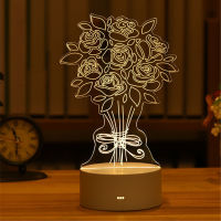 Romantic Love 3D Acrylic LED Night Light USB Lamp Kid Gift Table Lamp Decor Christmas Birthday Party Valentines Day for Bedroom