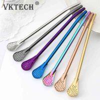 Stainless Steel Drinking Straw Creative Portable Filter Sucker Spoon Reusable Straws Washable Bar Utensils Accessories Specialty Glassware