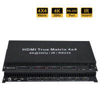 ตัวแยกเมทริกซ์จริง HDMI 4X4เอาต์พุต4K 30HZ เครื่องกระจายสัญญาณ HDMI 4 In 4 Out สลับสัญญาณ HDMI พร้อมอะแดปเตอร์สำหรับคอมพิวเตอร์ RS232 IR