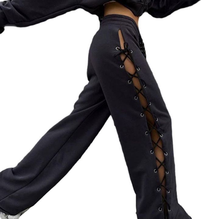 soul-dancing-กางเกงขาม้าผ้าโปร่งข้างเอวสายกระเป๋าสีพื้นกางเกงกระโปรงลำลองข้างสำหรับผู้หญิงใหม่ล่าสุด