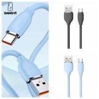 SANGYI สายชาร์จเร็วซิลิโคนเหลวชนิด USB ชนิด C,ชาร์จได้เร็ว6A สายเคเบิล USB C 100W สายเคเบิ้ล USBC โทรศัพท์มือถือซิลิโคน